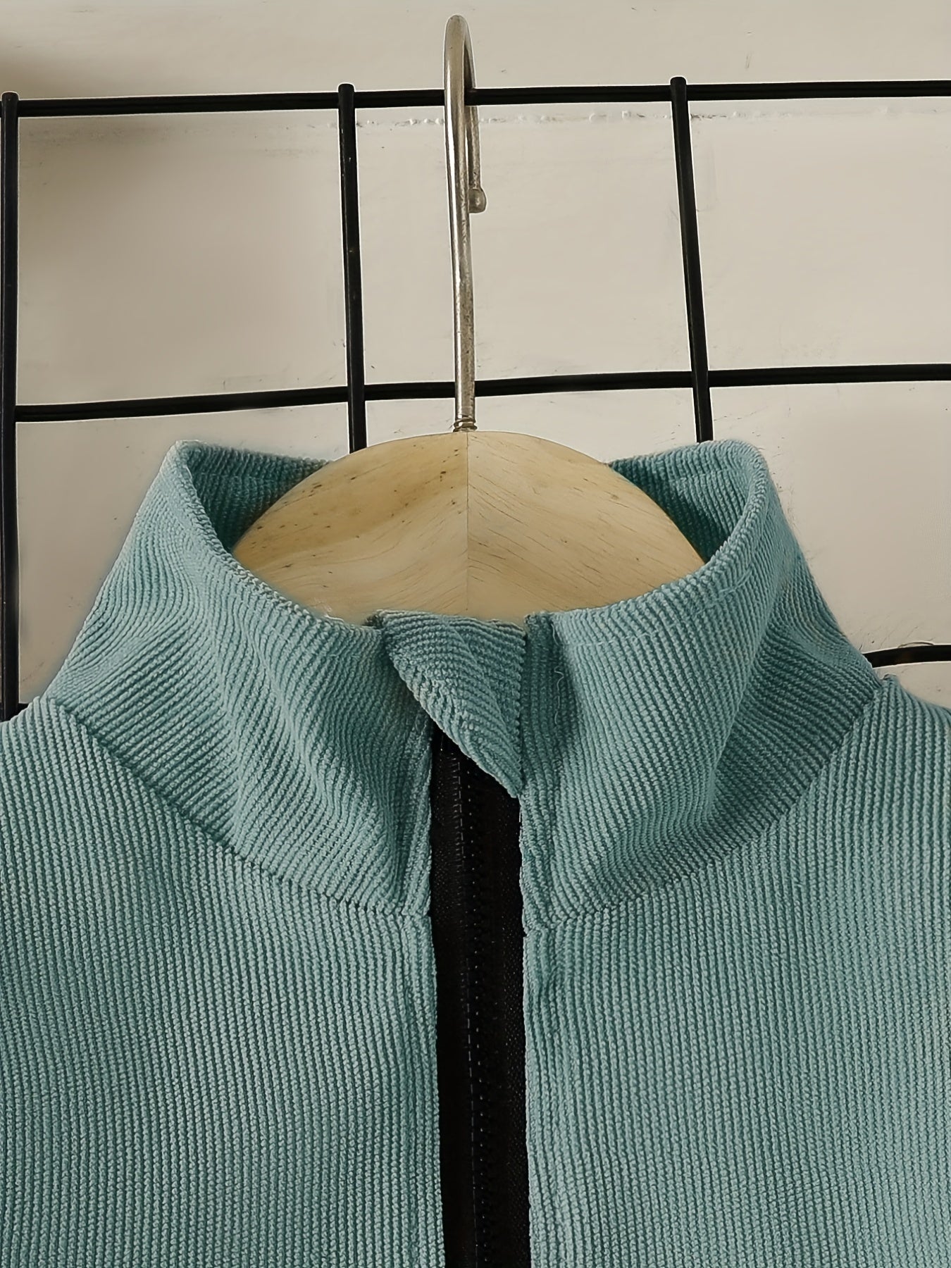 Conjunto em Cotelê – Sweatshirt com Fecho & Calças com Cintura Elástica