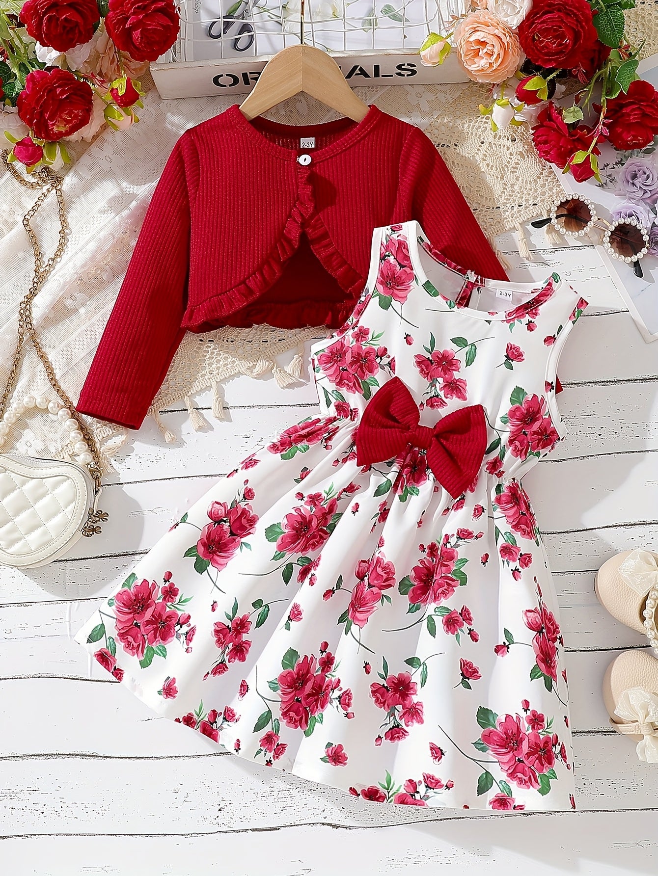 Encanto Floral – Conjunto Vestido & Casaco com Folhos