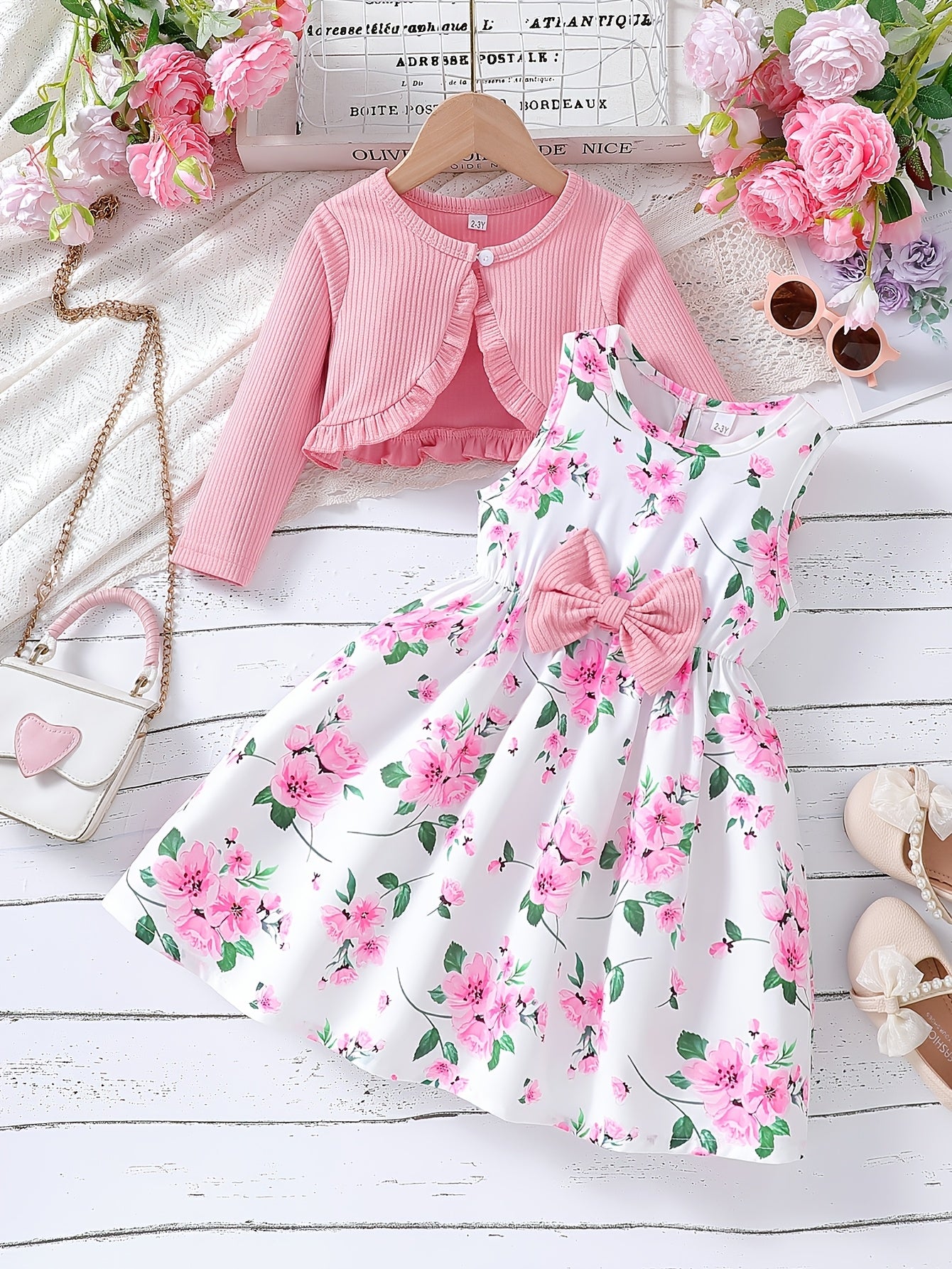 Encanto Floral – Conjunto Vestido & Casaco com Folhos