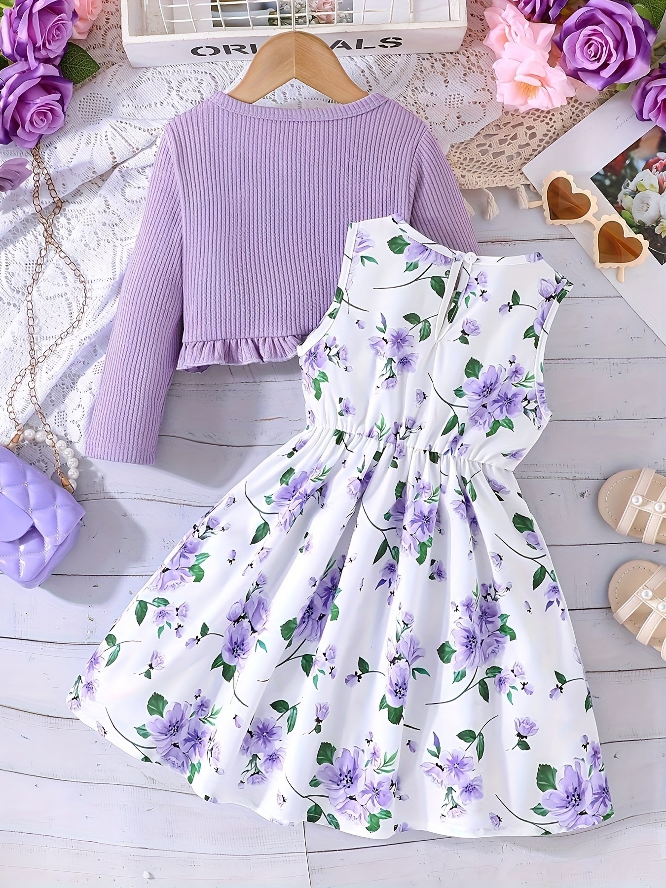 Encanto Floral – Conjunto Vestido & Casaco com Folhos