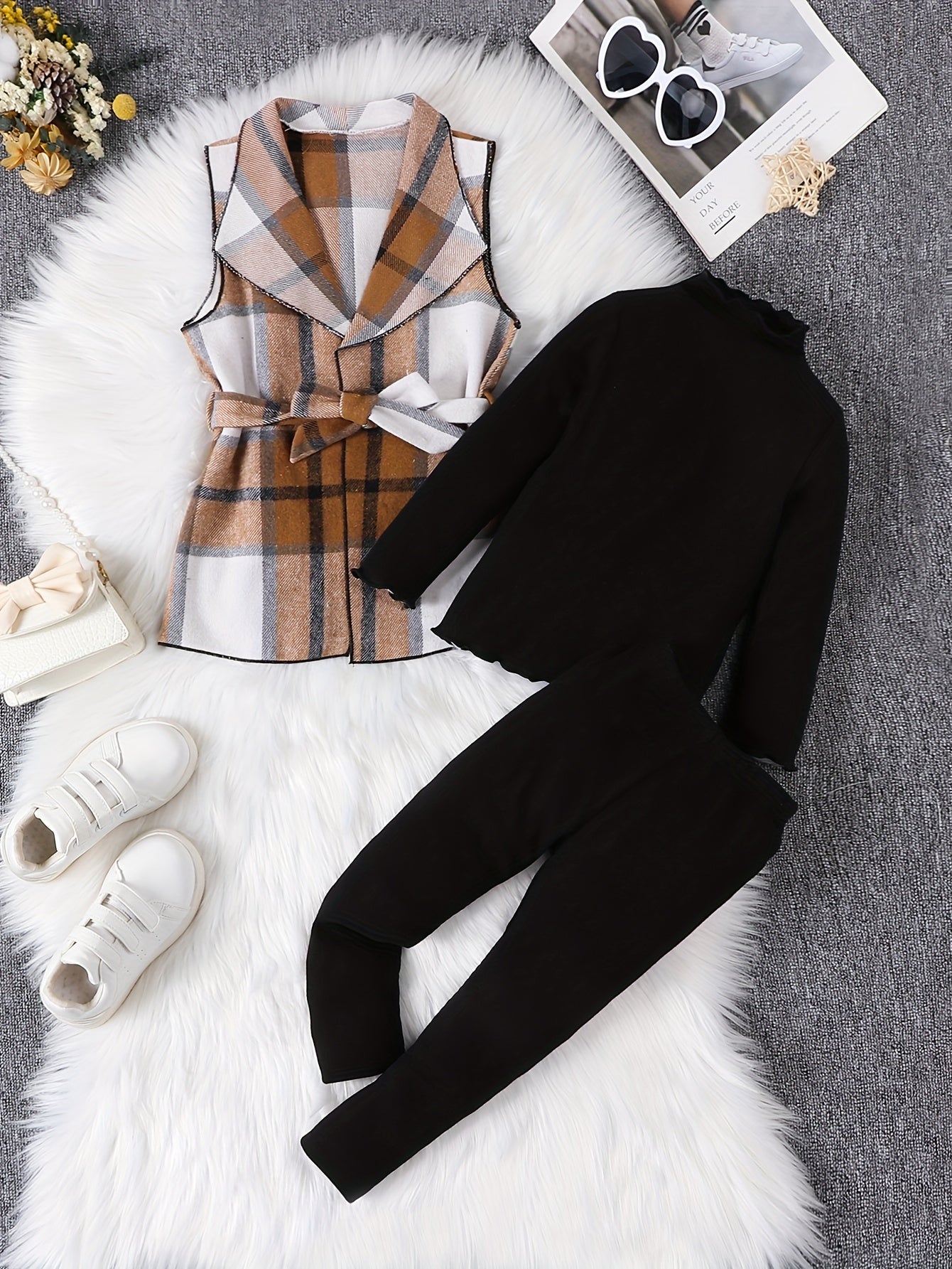 Trio Elegante – Conjunto de Malha Confortável e Calças