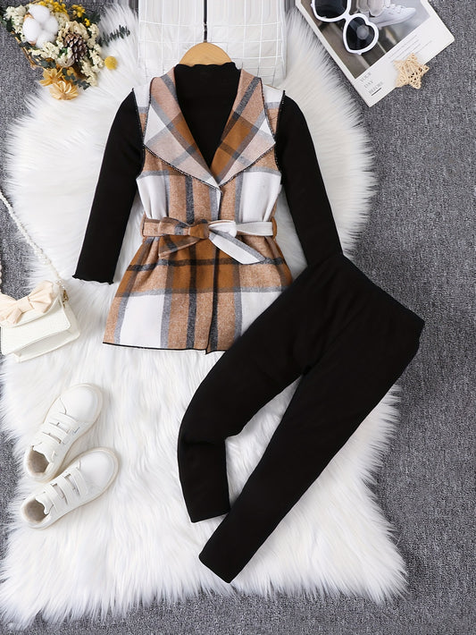 Trio Elegante – Conjunto de Malha Confortável e Calças