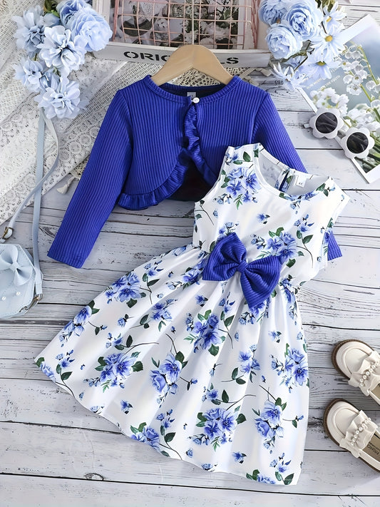 Encanto Floral – Conjunto Vestido & Casaco com Folhos