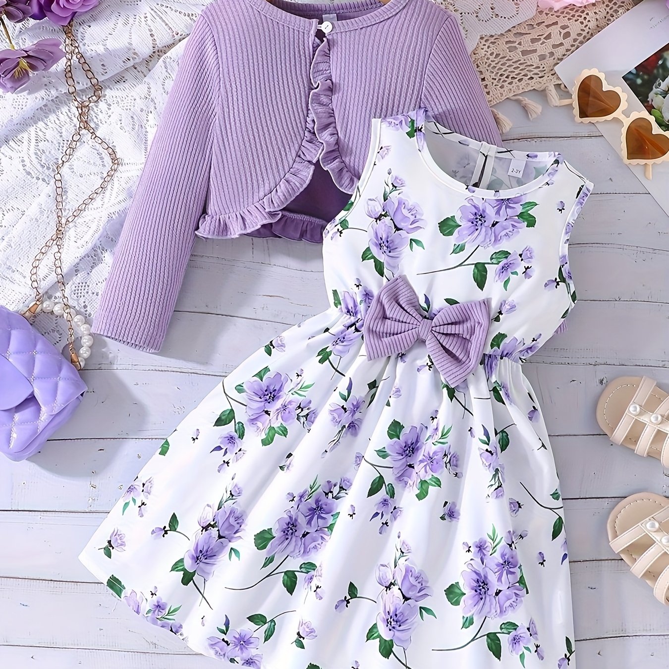 Encanto Floral – Conjunto Vestido & Casaco com Folhos